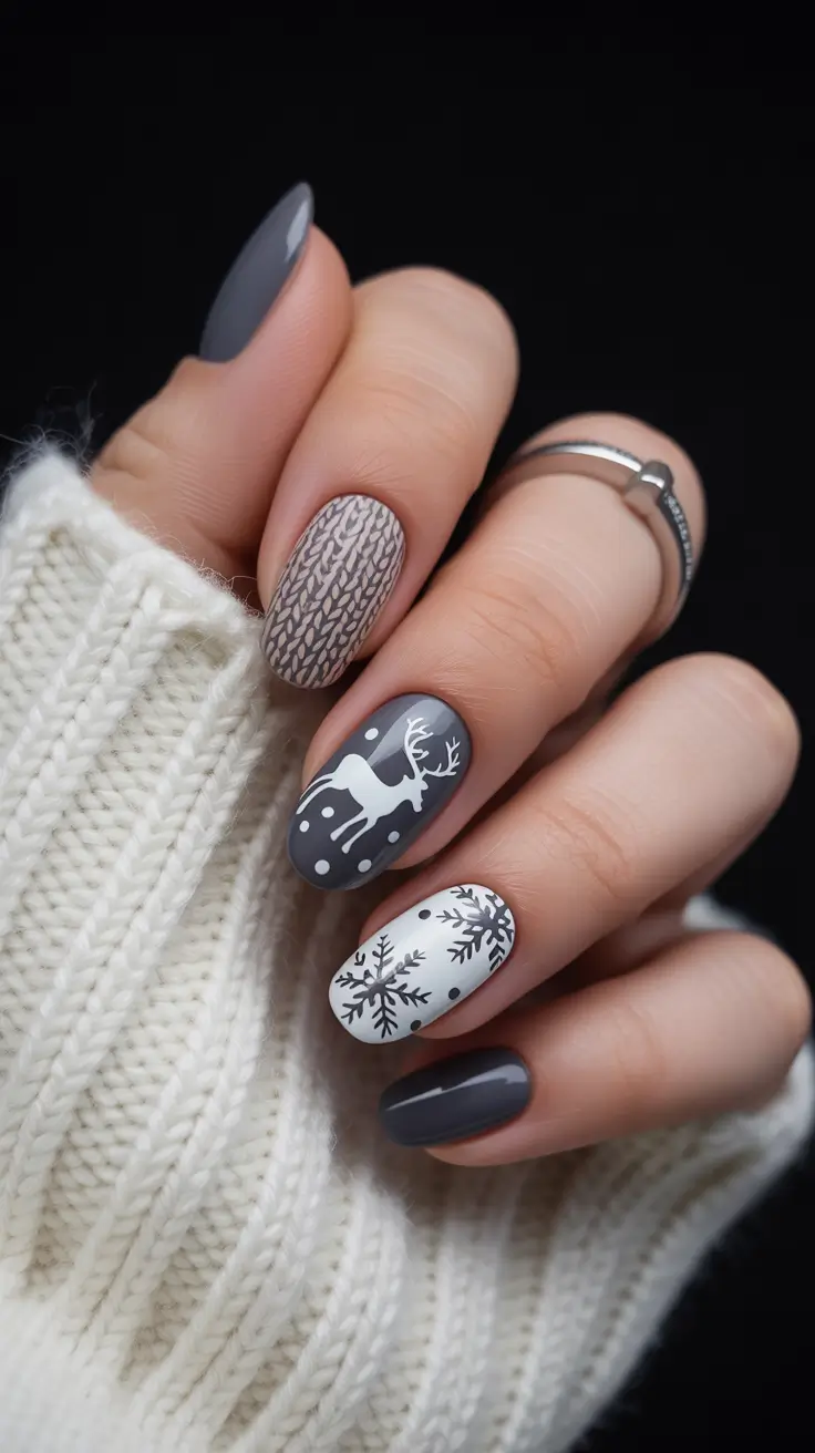 Gel Nail Trends Winter 2025-2026 Nordic Knit Charm