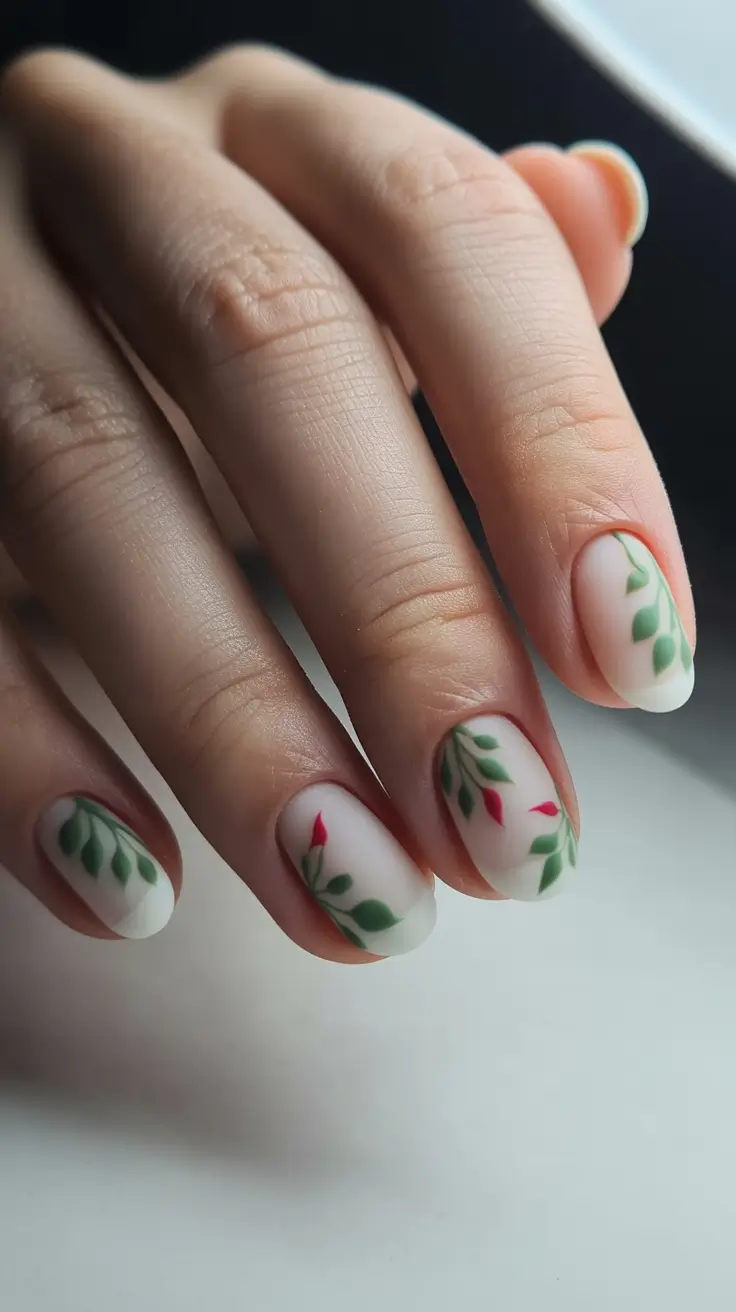 Gel Nail Trends Winter 2025-2026 Winter Botanicals