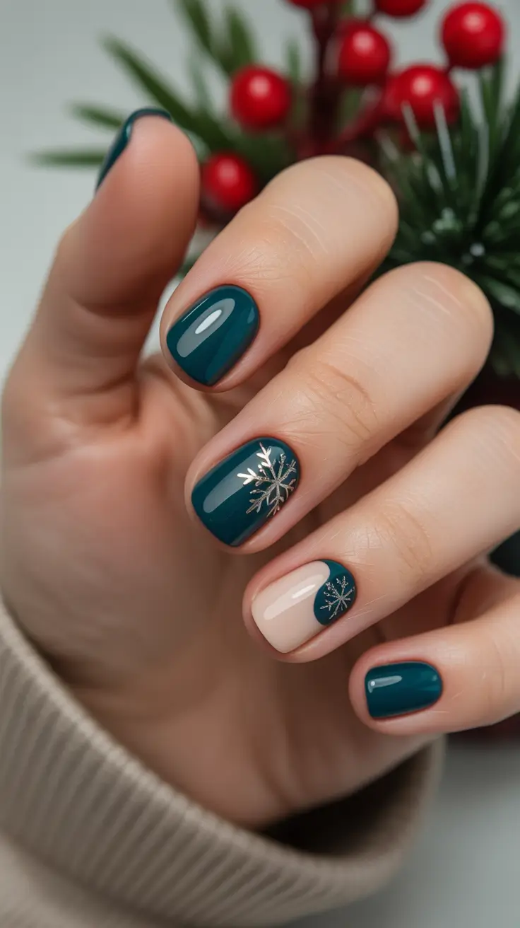 Gel Nail Trends Winter 2025-2026 Emerald Snowlight
