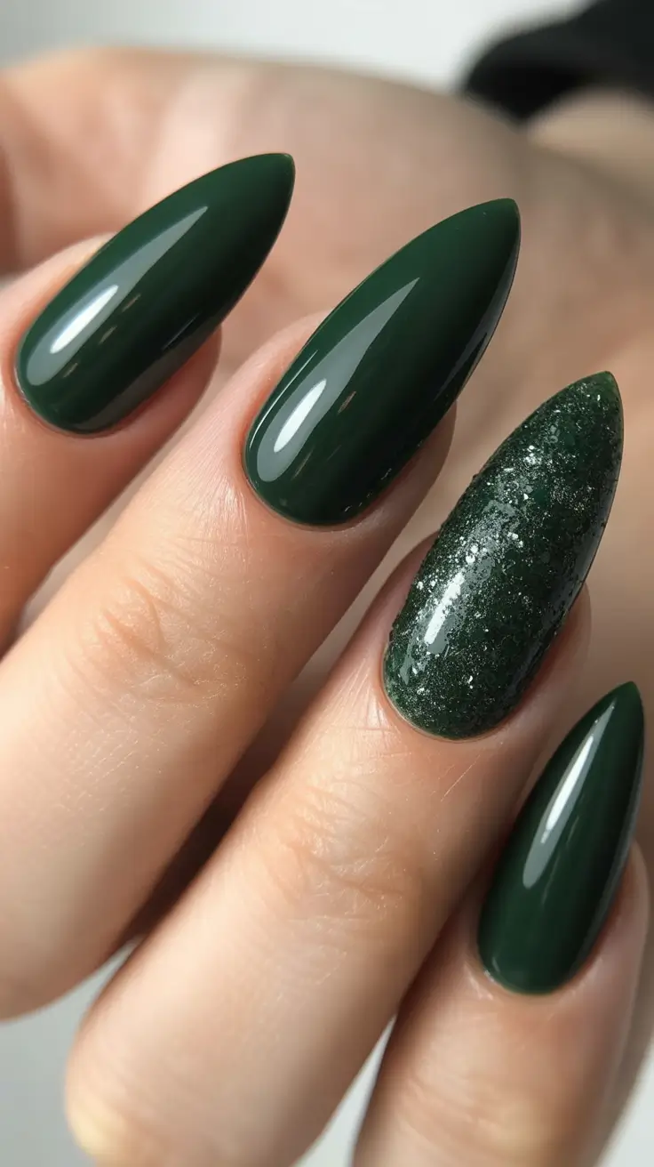 Green Winter Nails 2025-2026 Deep Forest Confidence