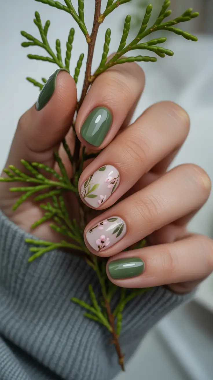 Green Winter Nails 2025-2026 Petal Whisper