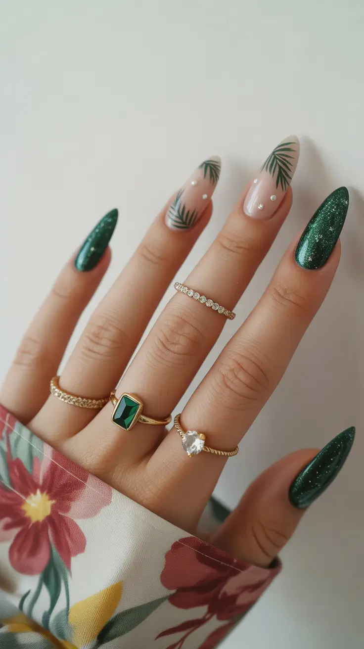 Green Winter Nails 2025–2026 Velvet Pine & Nude Balance