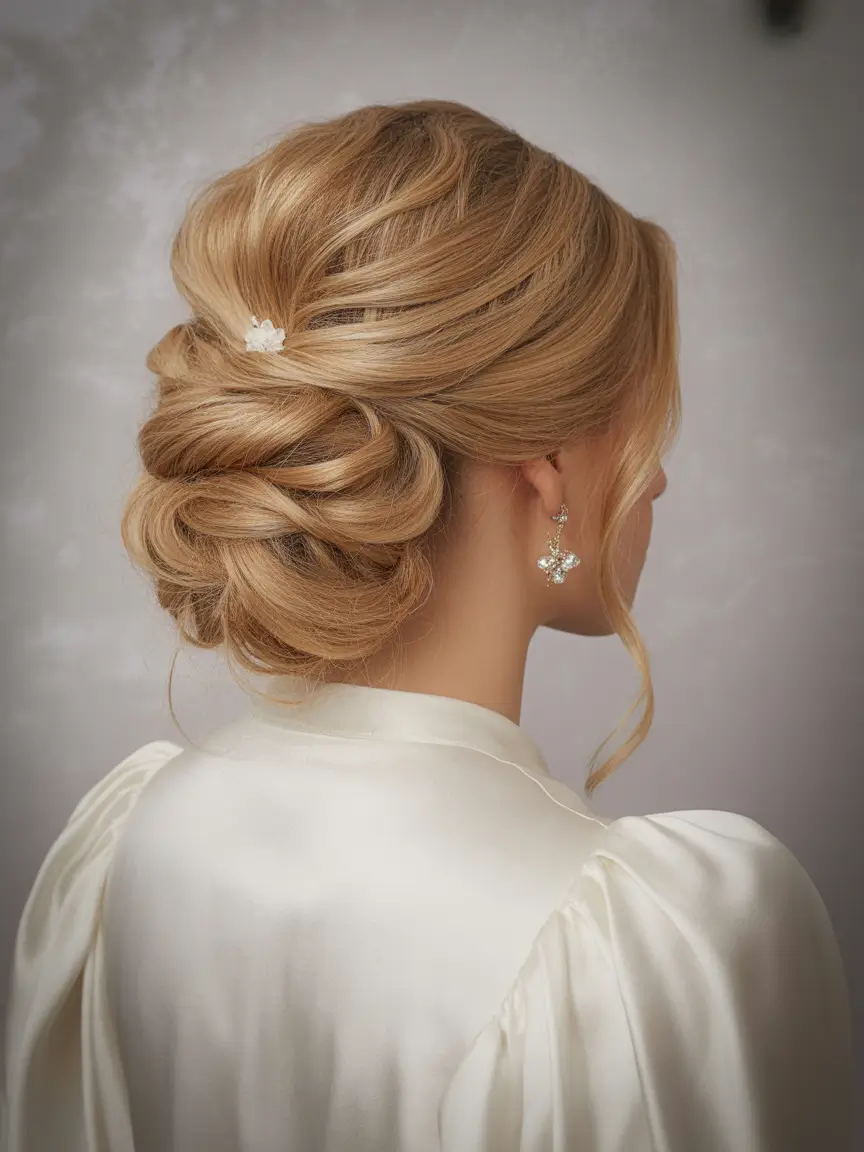 winter-hairstyles-2025-2026-Romantic-Twisted-Low-Bun