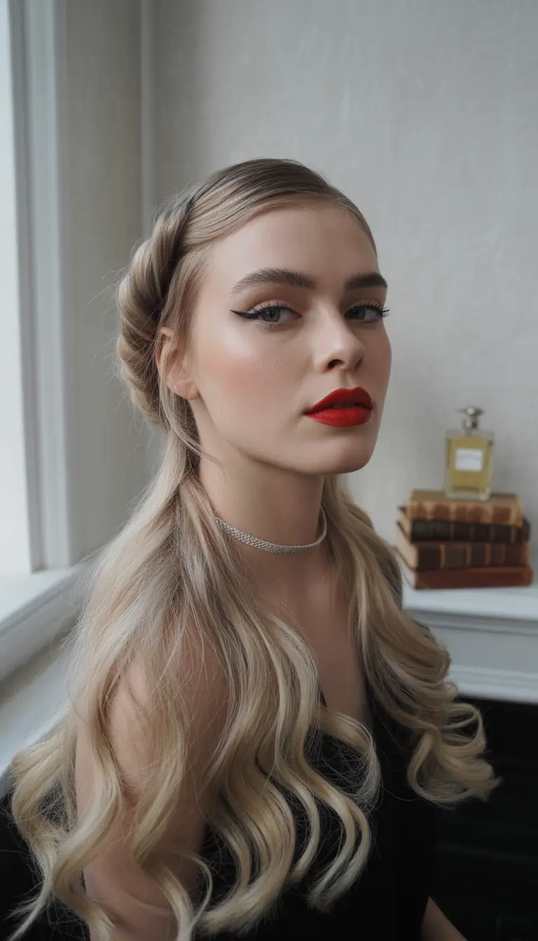 winter-hairstyles-2025-2026-Twisted-Half-Up-Glam-Waves