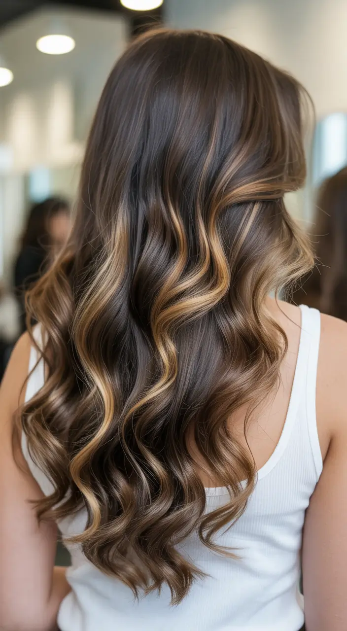 winter hair colors highlights 2025-2026 Chocolate Swirl Elegance