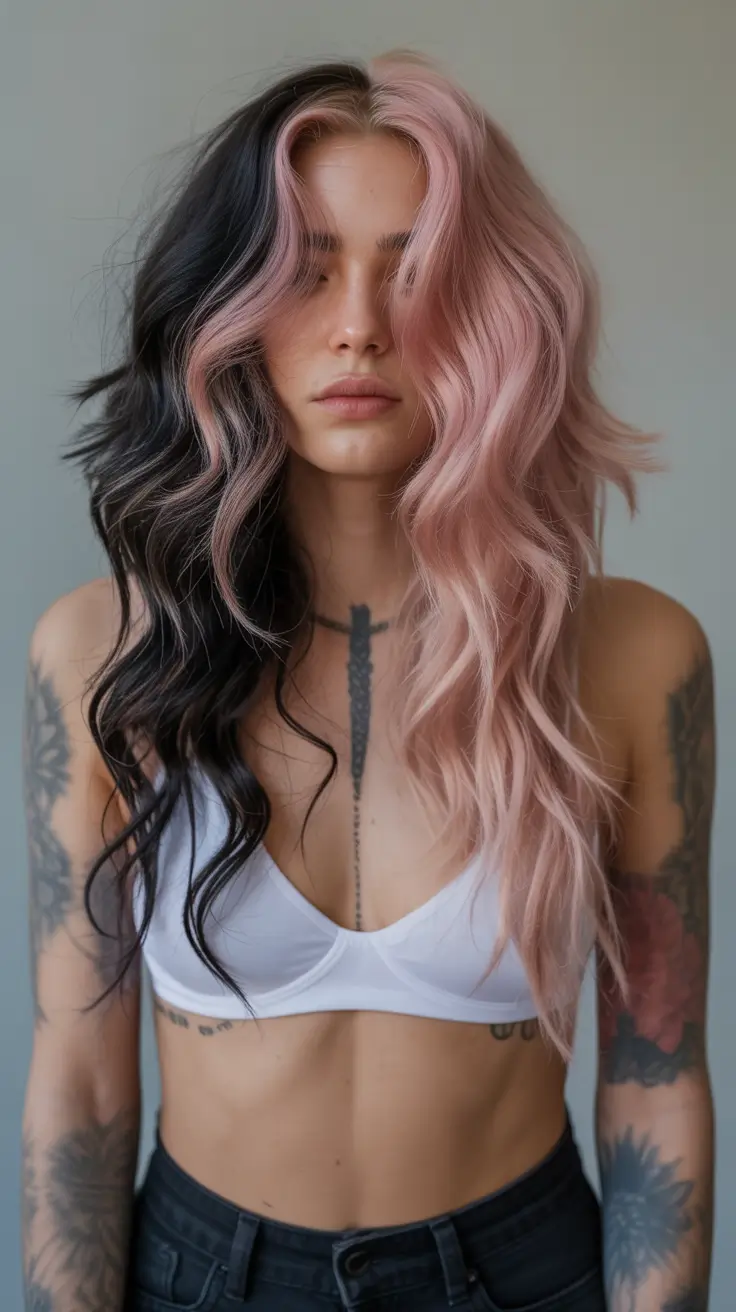 winter hair colors highlights 2025-2026 Split-Tone Drama