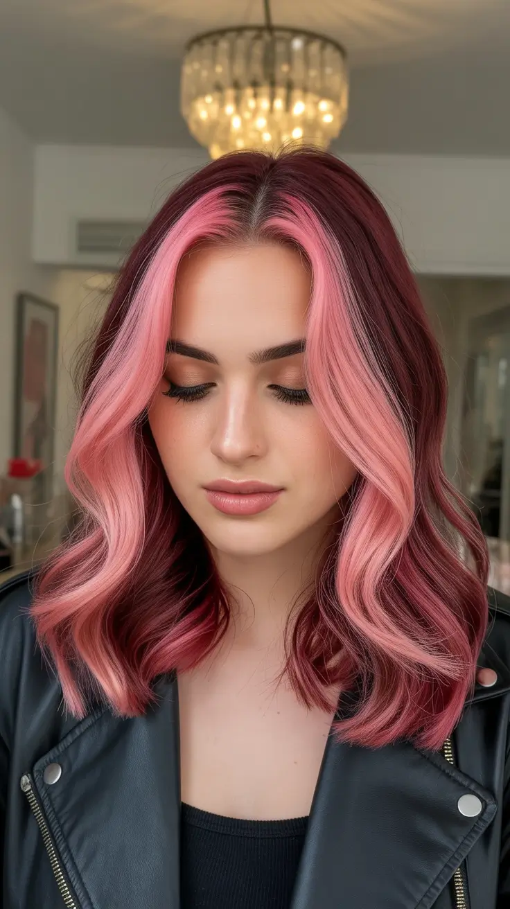 winter hair colors highlights 2025-2026 Pink Panel Highlights