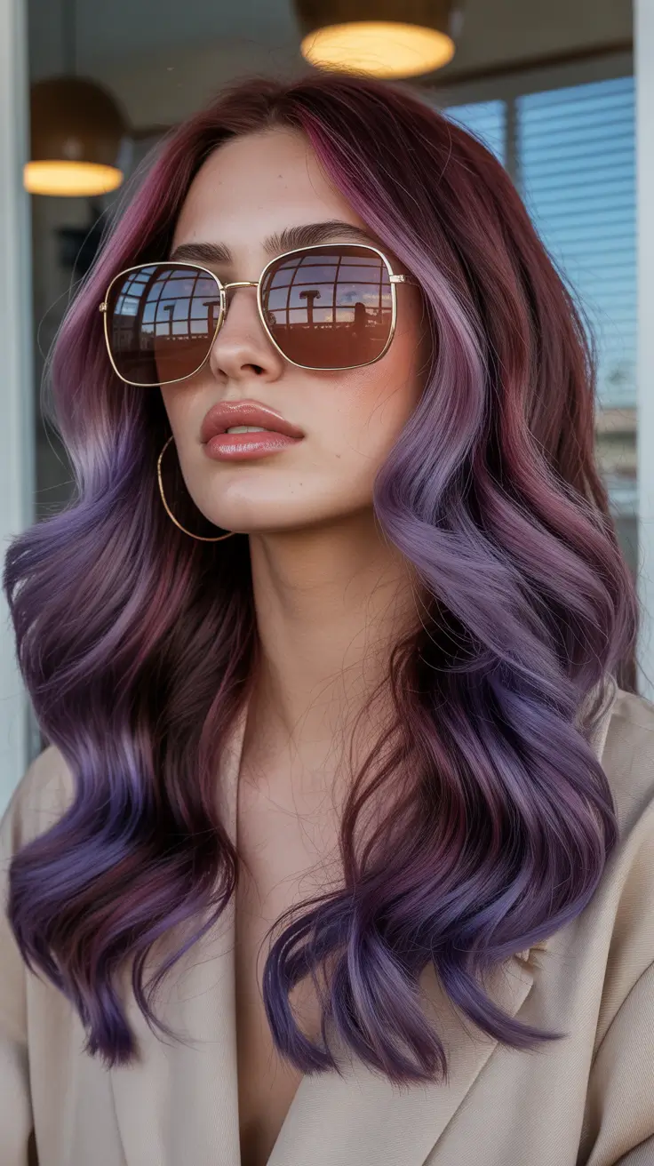 winter hair colors highlights 2025-2026 Plum and Violet Melt