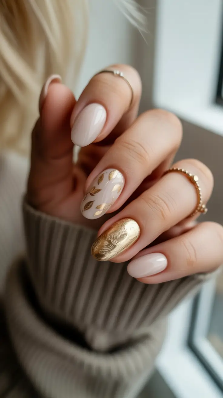 Hot Winter Nail Ideas 2025–2026 Golden Frost Elegance