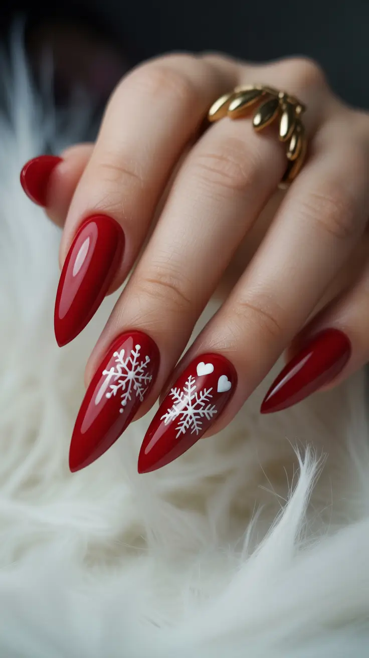 Hot Winter Nail Ideas 2025–2026 Crimson Snowfall