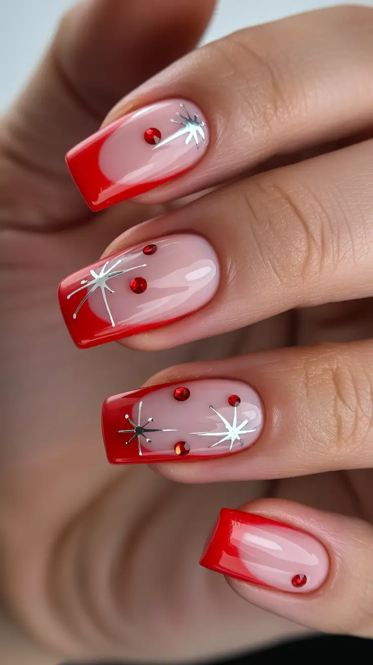 Hot Winter Nail Ideas 2025–2026 Scarlet Stardust French