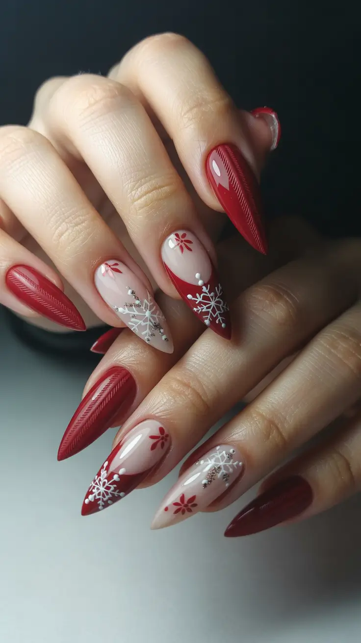 Late Winter Nails 2025–2026 Frosted Red Elegance