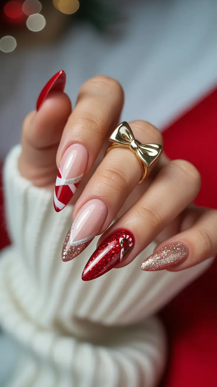 Late Winter Nails 2025–2026 Festive Sparkle & Candy Red