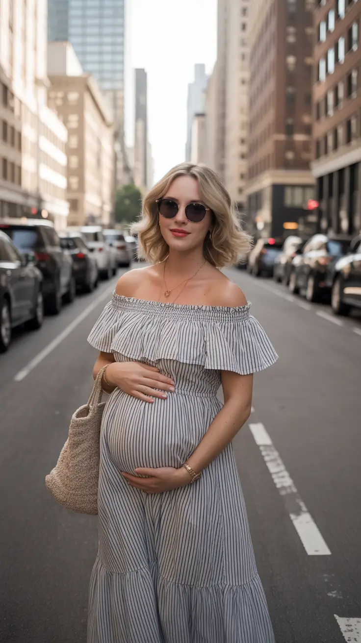 maternity outfits 2026 Striped Ease & Summer Glow