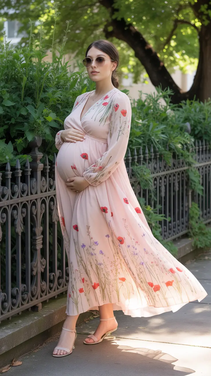 maternity outfits 2026 Soft Bloom: Cottagecore Serenity in Motion