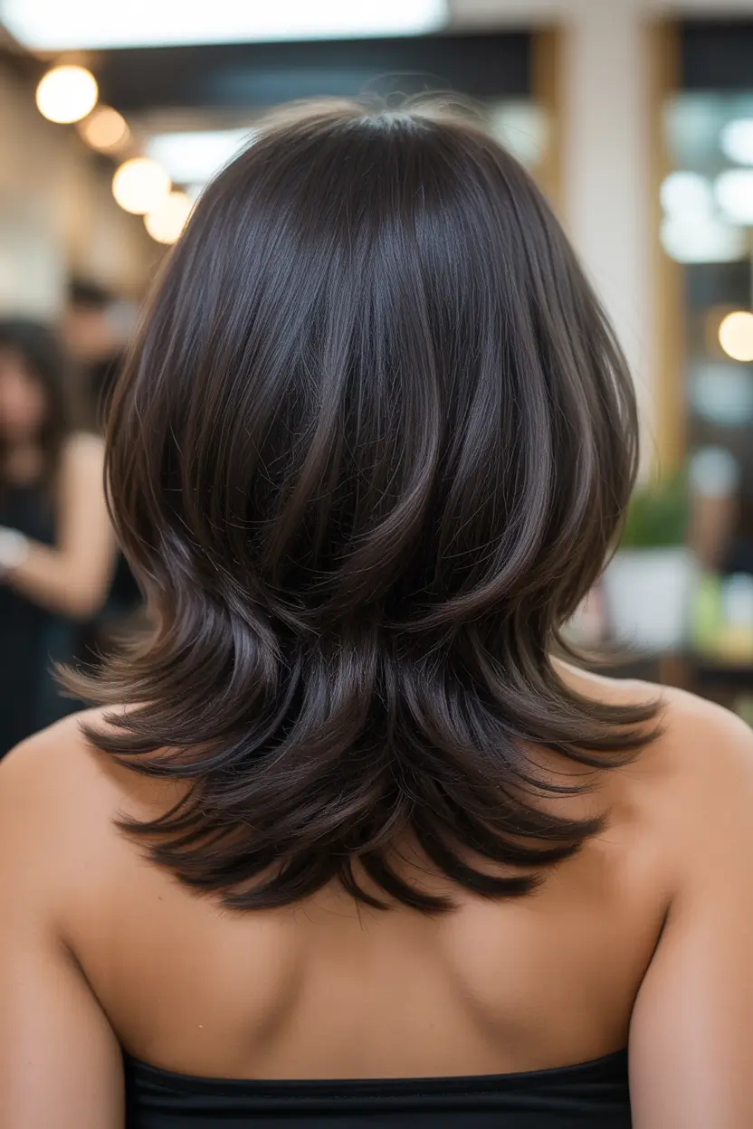winter medium haircut 2025-2026 Feathered Layered Cut