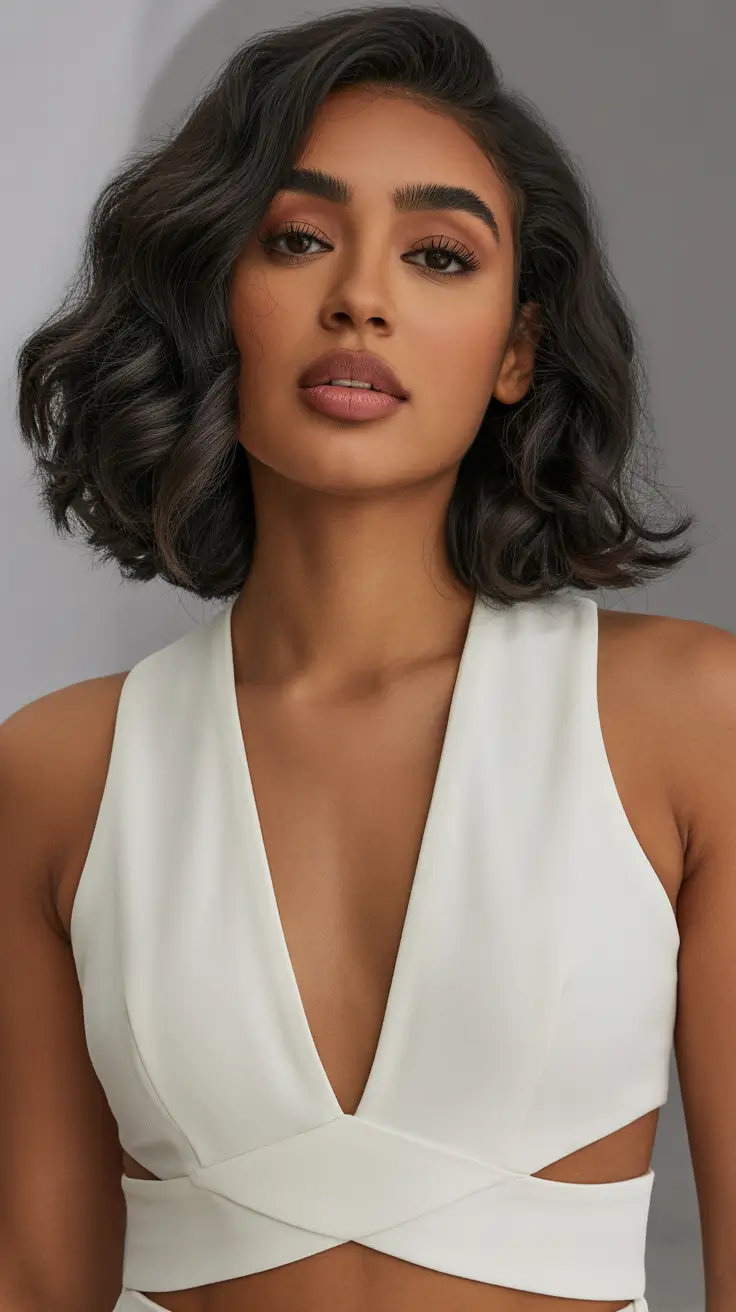 winter medium haircut 2025-2026 Defined Curls with Volume