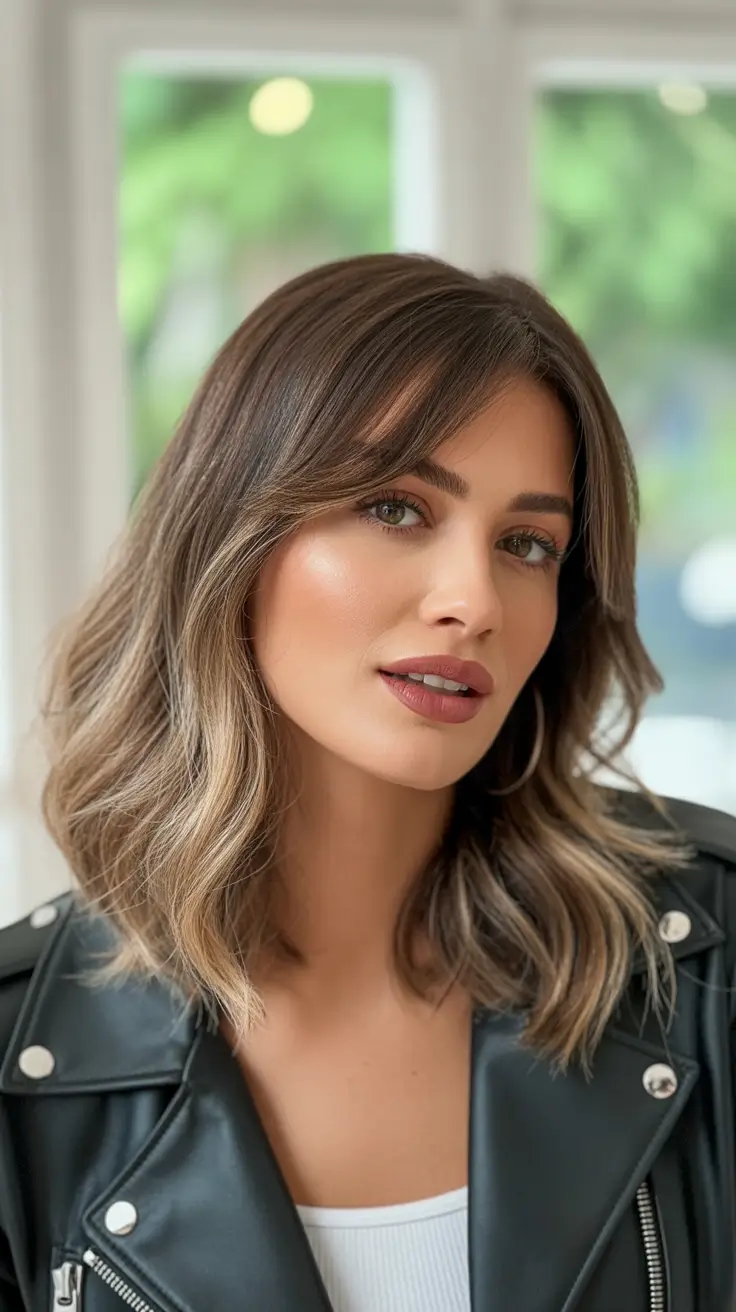 winter medium haircut 2025-2026 Modern Layers with Curtain Bangs