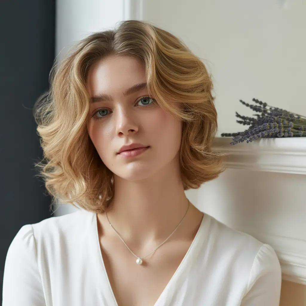 medium haircuts winter 2025-2026 Soft Blonde Waves with Classic Elegance