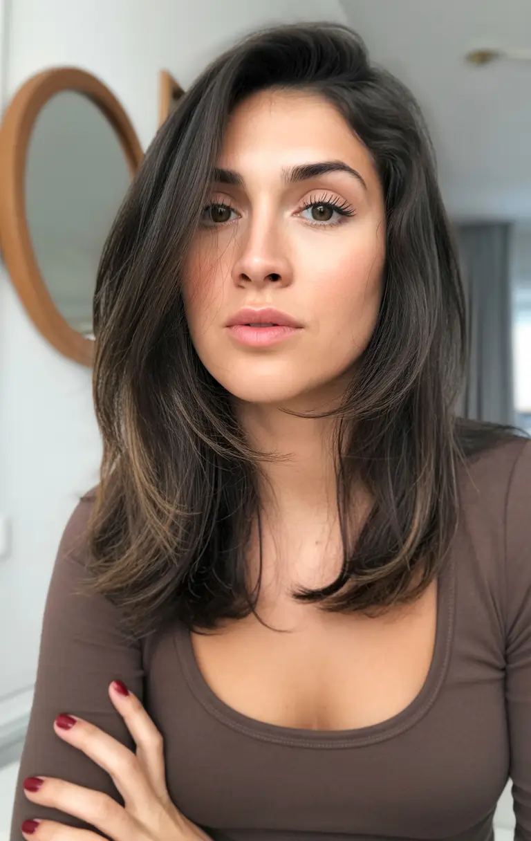 medium haircuts winter 2025-2026 Sleek Medium Cut with Natural Layers