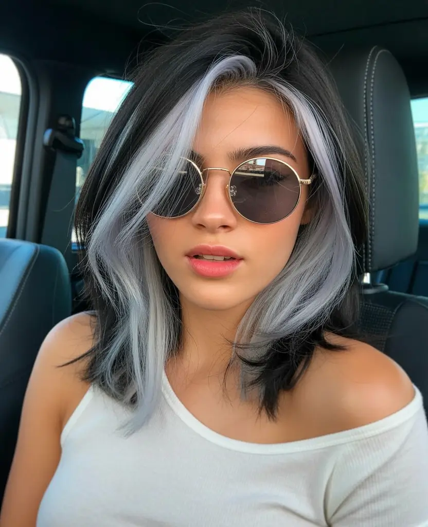 medium haircuts winter 2025-2026 High-Contrast Silver Layers
