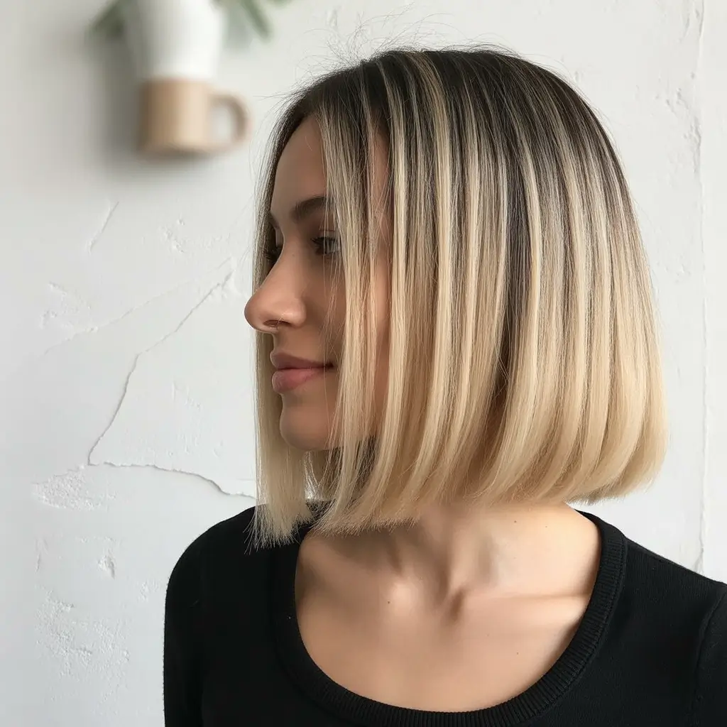 winter medium haircut 2025-2026 Blunt Bob with Subtle Ombre