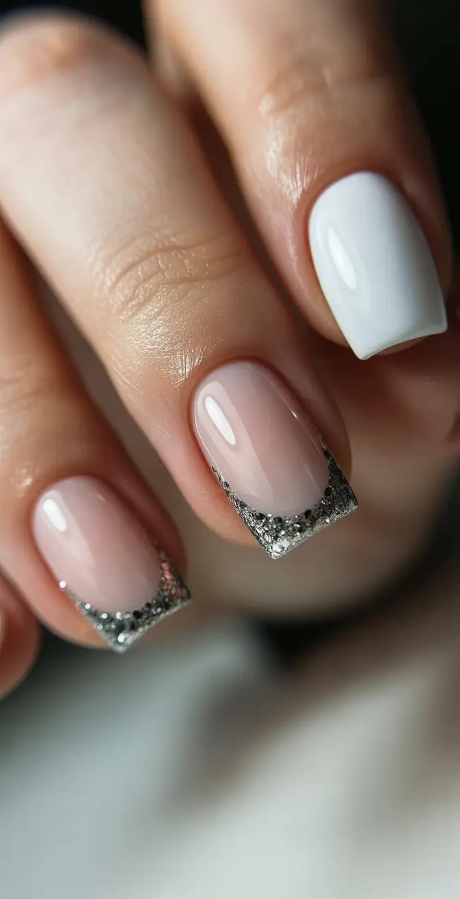 Modern Acrylic Nails Winter 2025–2026 Frosted Silver Tips