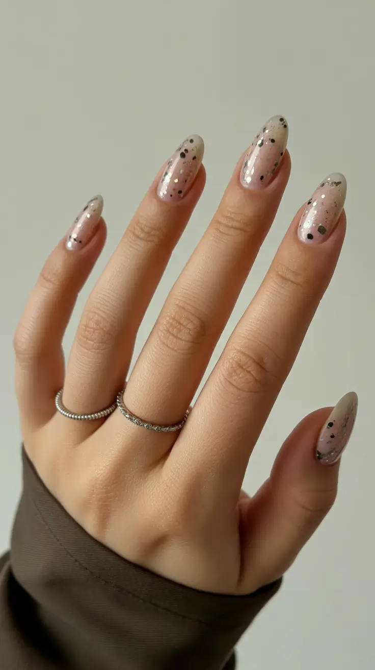 Modern Acrylic Nails Winter 2025–2026 Speckled Stardust