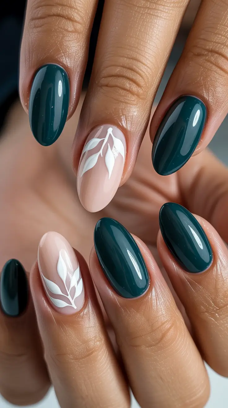 Modern Acrylic Nails Winter 2025-2026 Evergreen Serenity