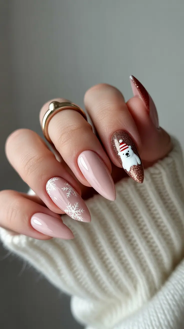 Modern Acrylic Nails Winter 2025–2026 Snowflake Sparkle & Polar Charm