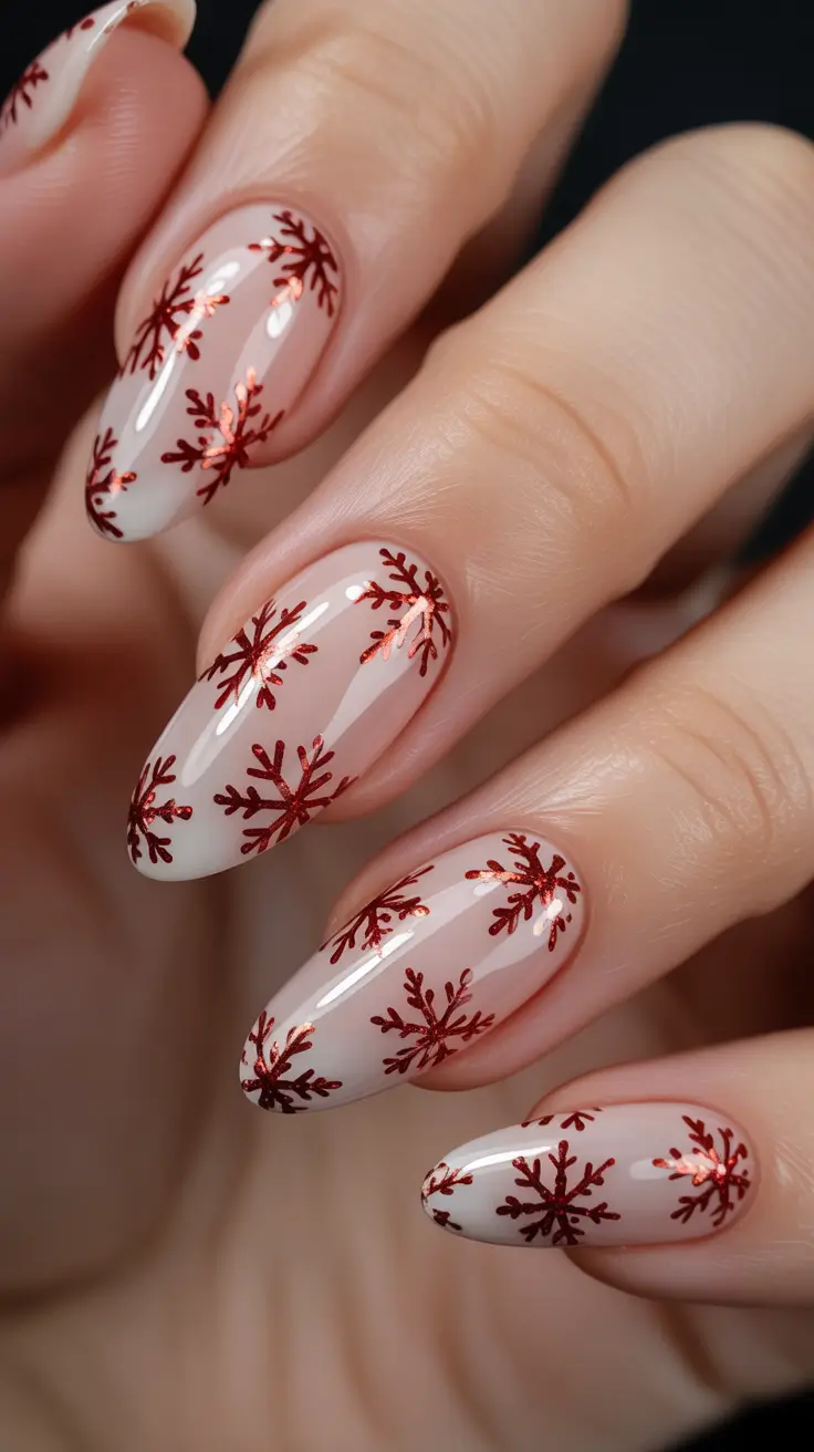 Modern Acrylic Nails Winter 2025–2026 Crimson Frost