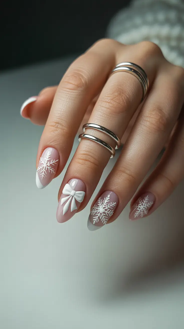 modern classy winter nails 2025 2026 Snowflake Chic