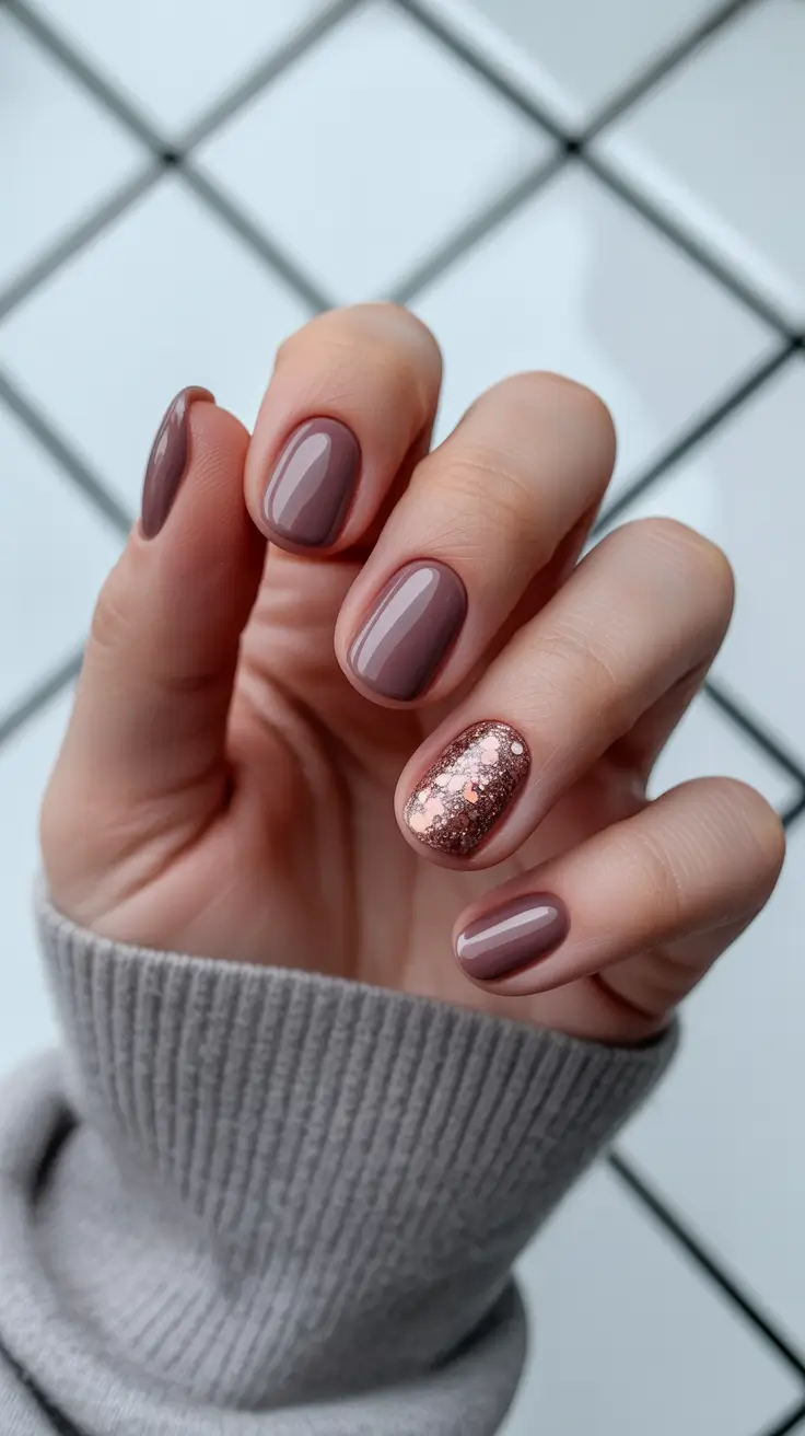 Modern classy winter nails 2025-2026 Mocha Shine with a Touch of Bronze