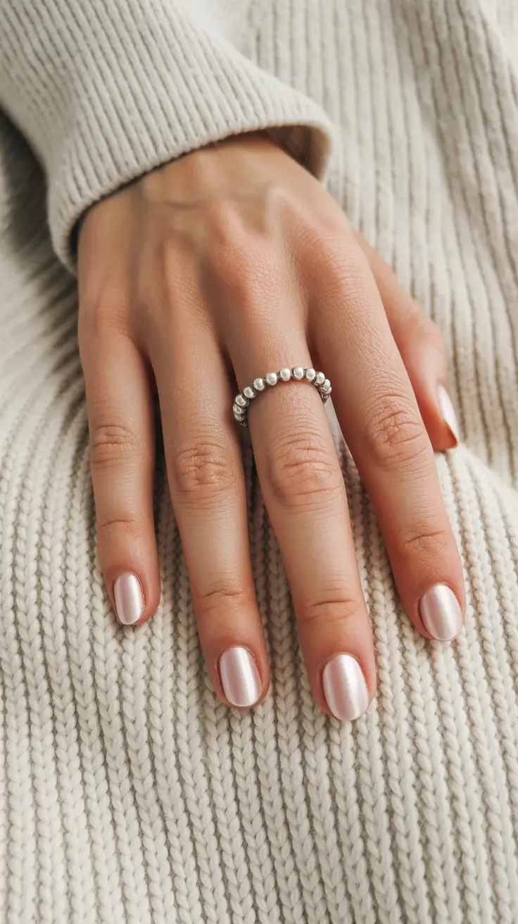 Modern classy winter nails 2025-2026 Pearly Minimalism