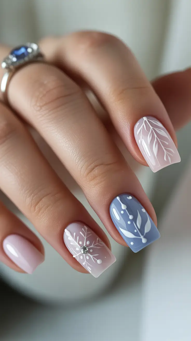 modern classy winter nails 2025 2026 Frozen Petals