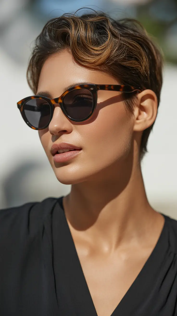 winter pixie haircuts 2025-2026 Soft-Tousled Pixie with Golden Warmth