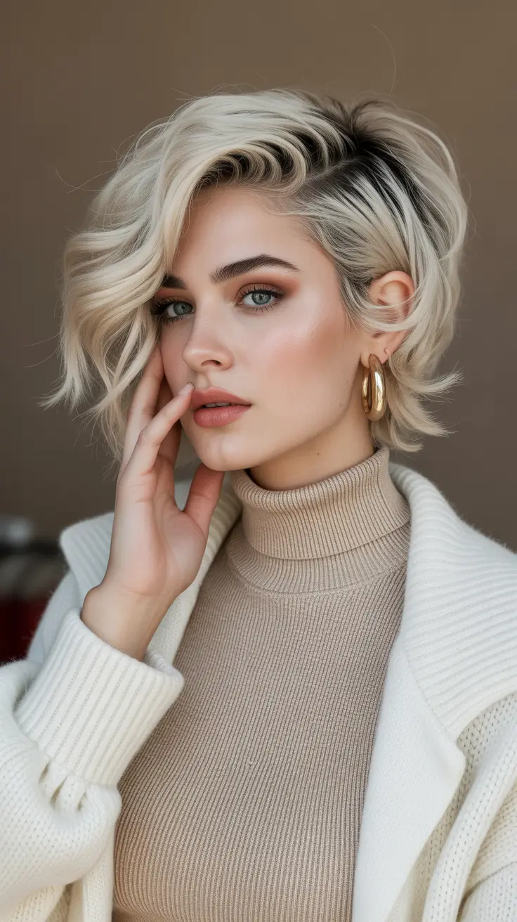 winter pixie haircuts 2025-2026 Voluminous Curly Blonde Pixie