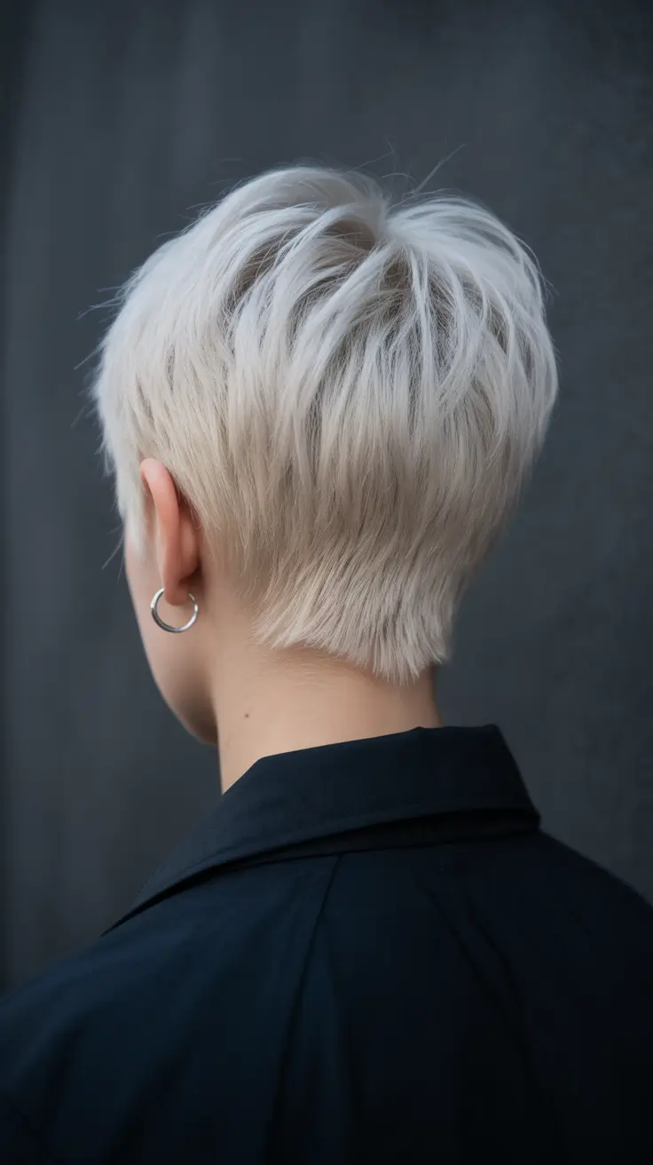 winter pixie haircuts 2025-2026 Polished Ice Pixie Back View