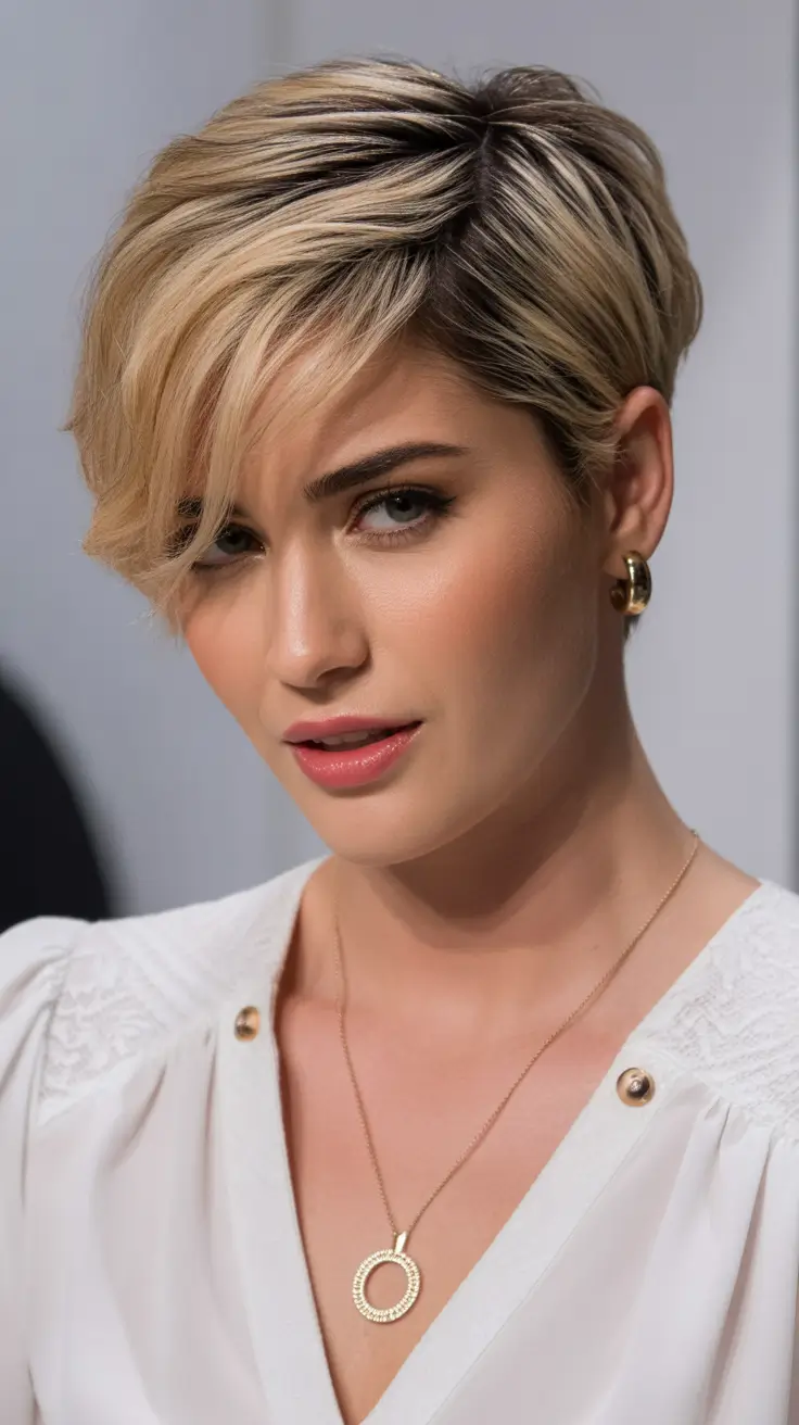 winter pixie haircuts 2025-2026 Classic Honey Bronde Pixie Elegance