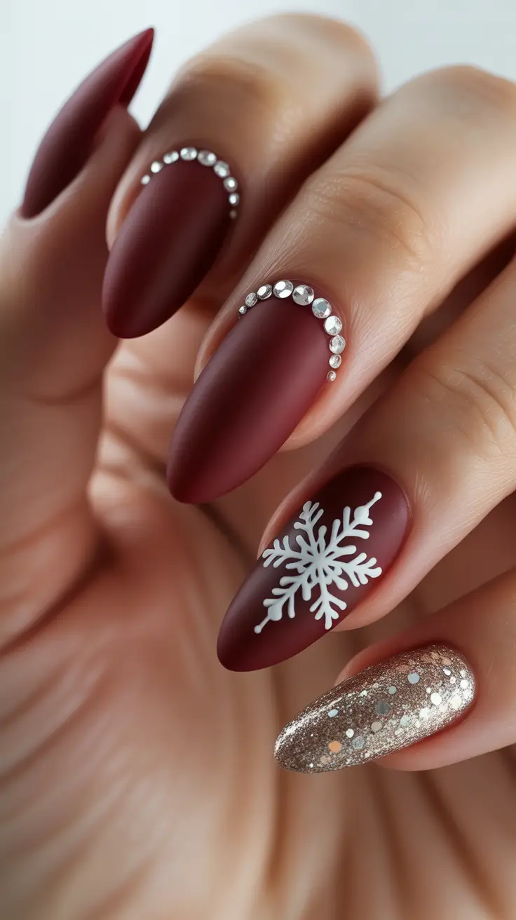 Modern Snowflake Nail for Winter 2025–2026 – Velvet Ruby Spark