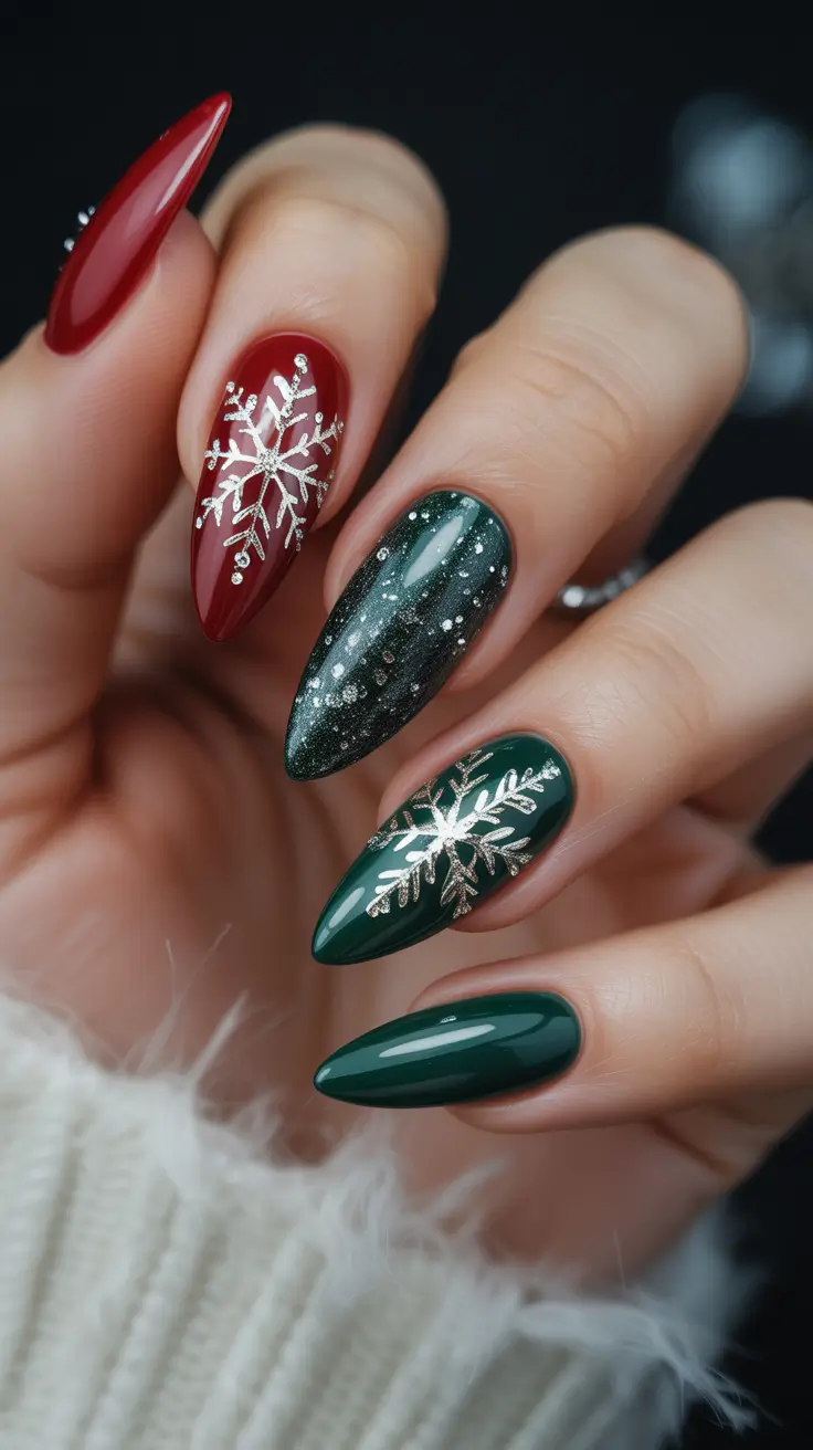 Modern Snowflake Nail for Winter 2025–2026 Classic Noel Snowflakes