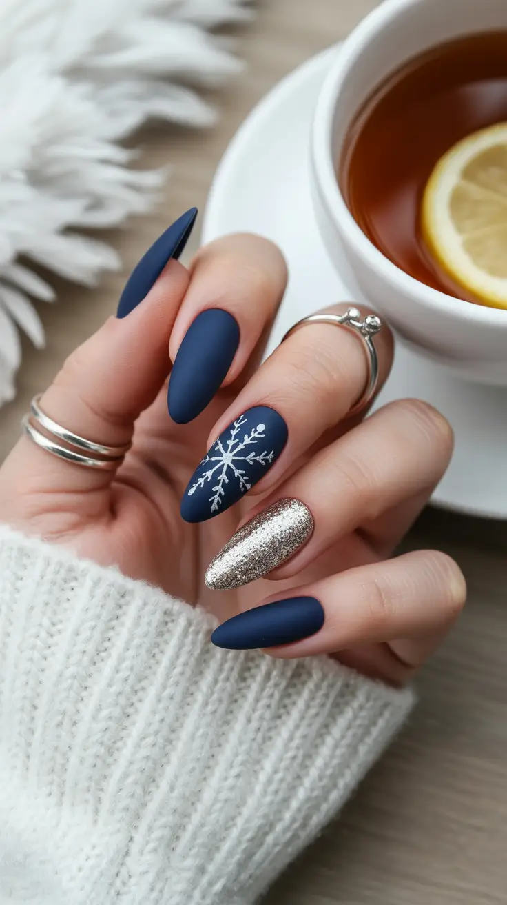 Modern Snowflake Nail for Winter 2025–2026 Velvet Snow Charm