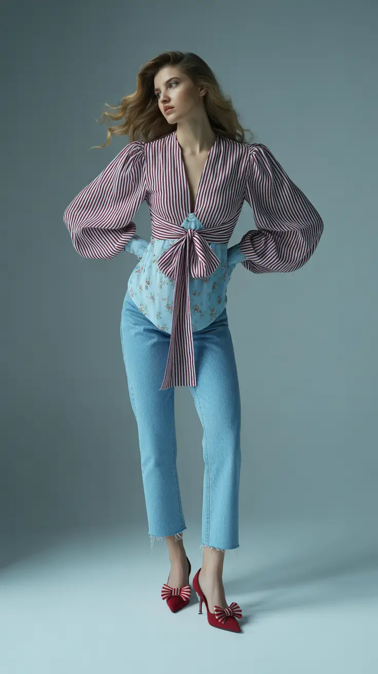 mom outfits 2026 Stripes, Bows, and Feminine Armor