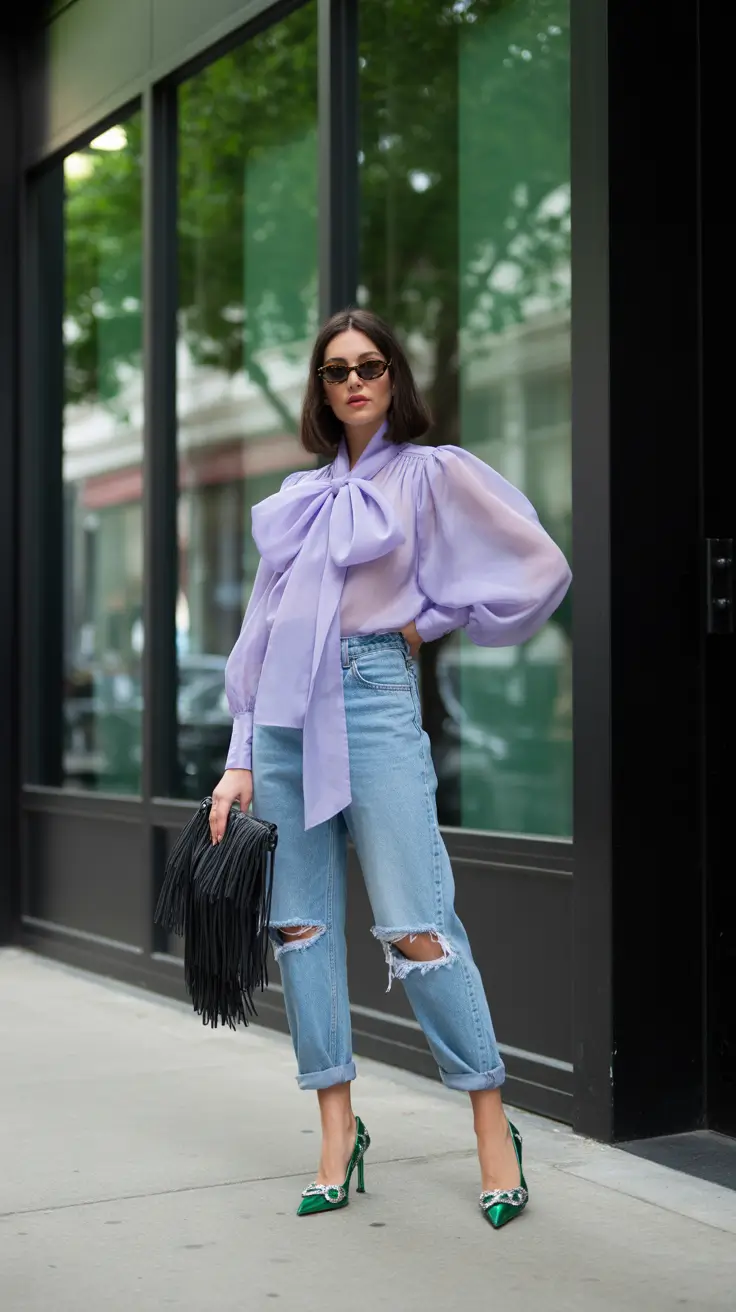 mom outfits 2026 Lavender Volume & Street Chic