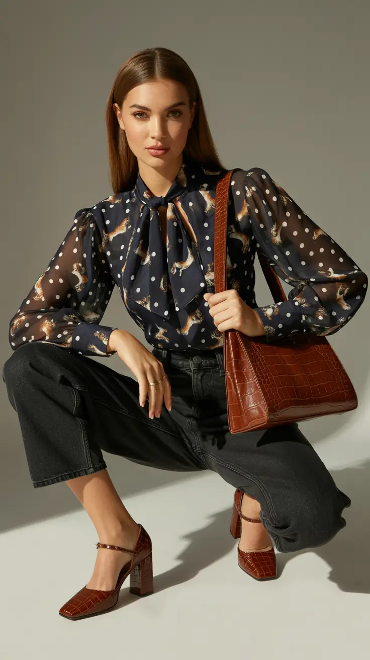 mom outfits 2026 Printed Poise with Vintage Flair