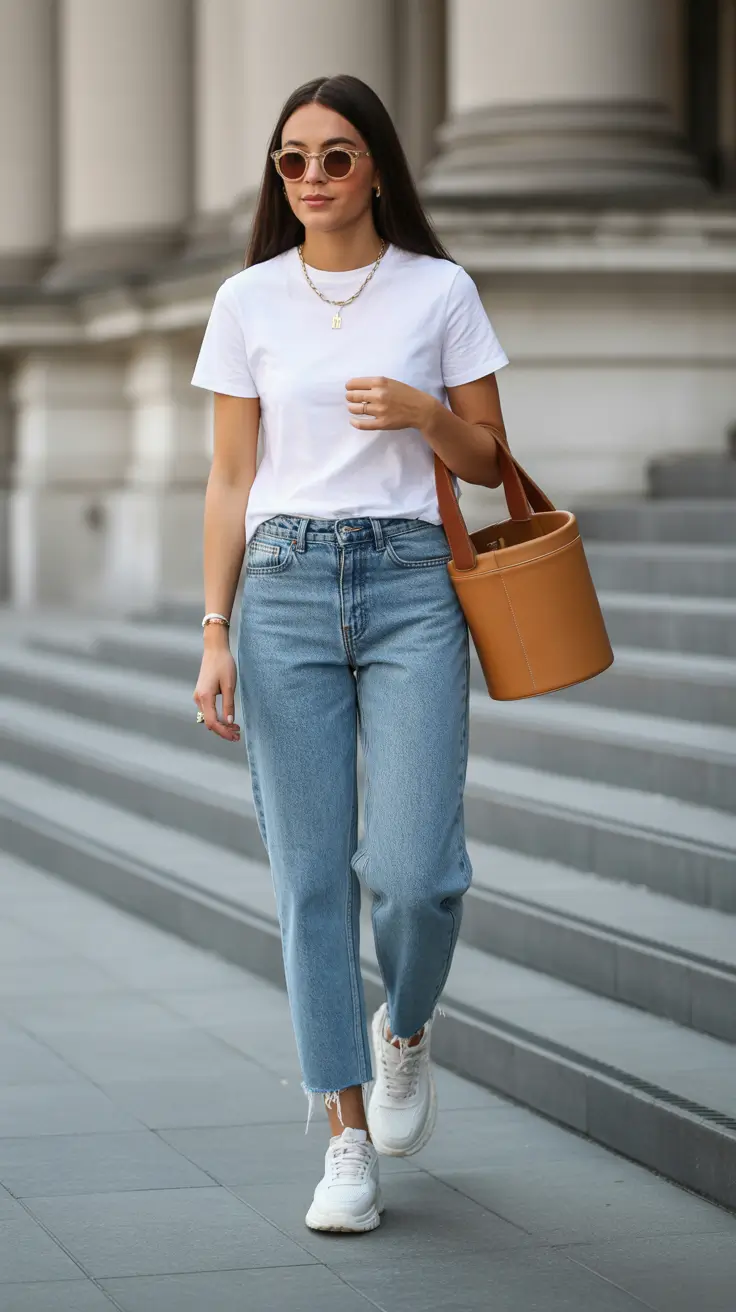 mom outfits 2026 Timeless White Tee Vibes