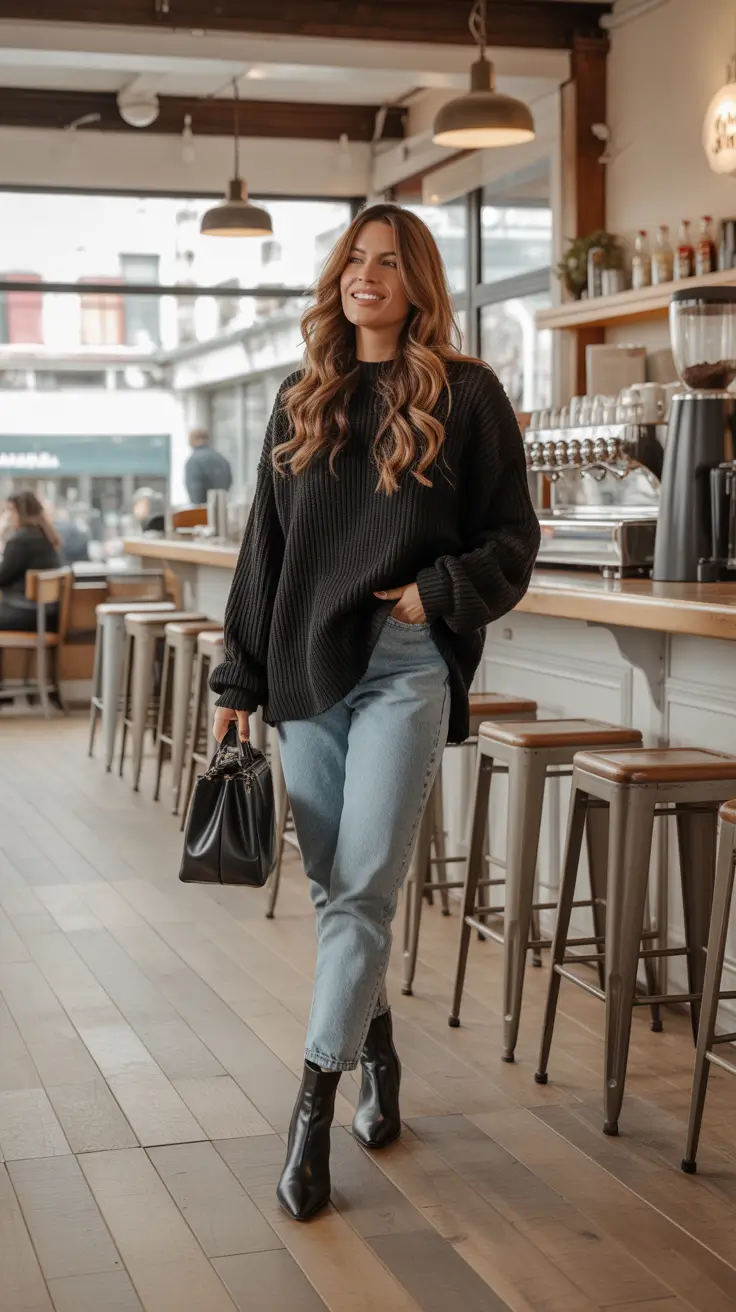 mom outfits 2026 Cozy Café Confidence