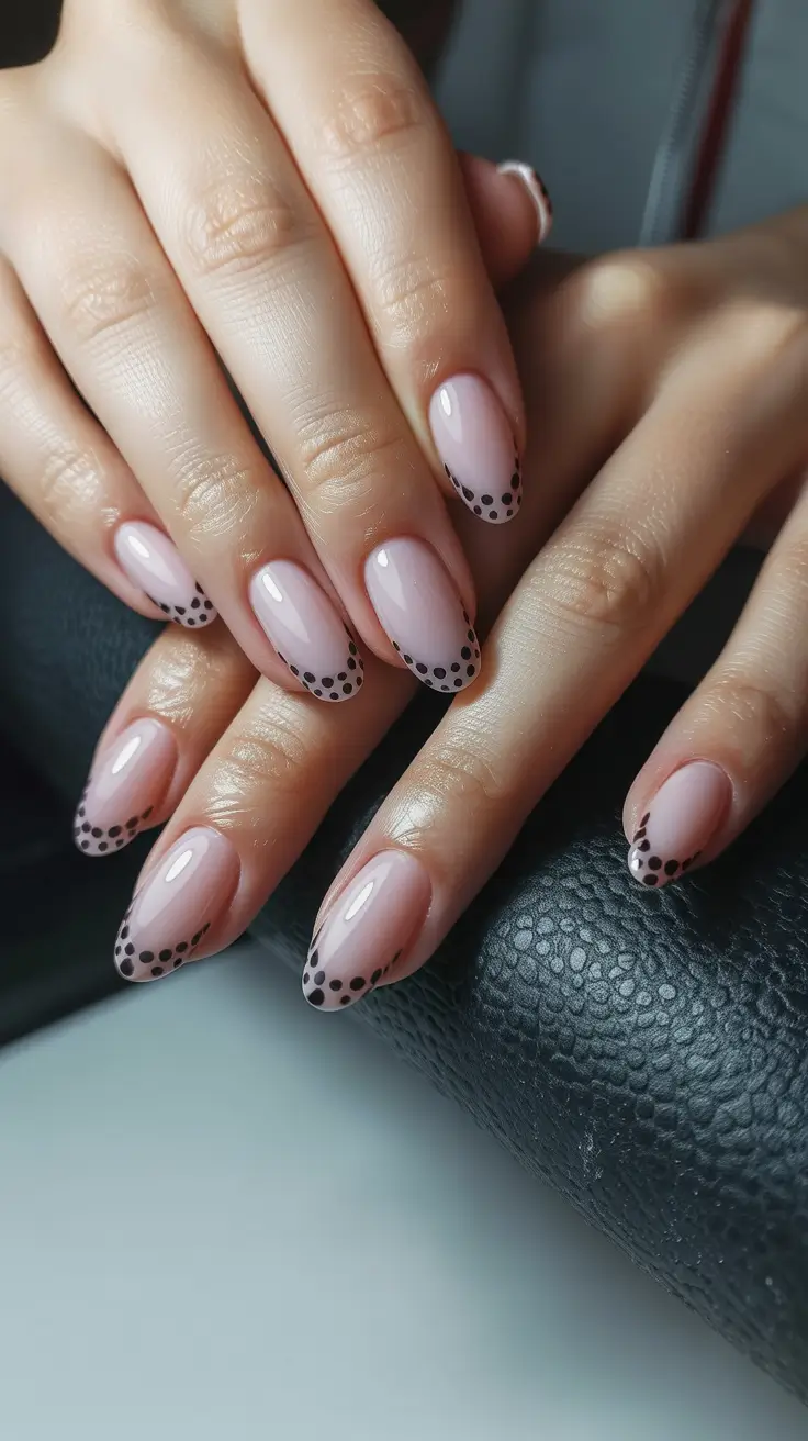 Neutral Winter Nails 2025–2026 Chocolate Dots French