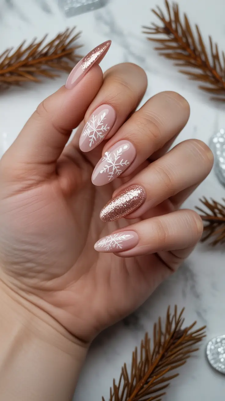 Neutral Winter Nails 2025–2026 Blushing Snowfall