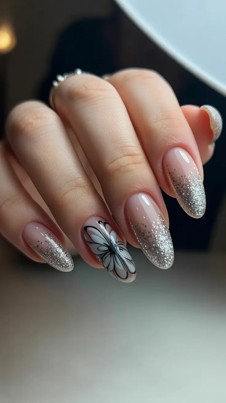 neutral winter nails 2025-2026 Silver Petal Fade